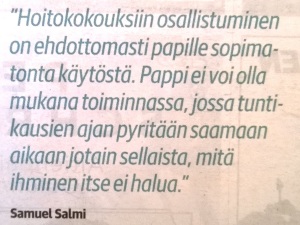 Oulun hiippakunnan piispa Samuel Salmi, Kaleva 10.5.2015.